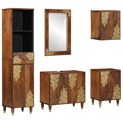Badeværelsesmøbel Sæt 5 Pcs Honningfarvet 62 X 33 X 58 Cm - Hovedbillede