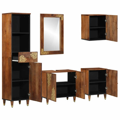 Badeværelsesmøbel Sæt 5 Pcs Honningfarvet 62 X 33 X 58 Cm - Billede 2