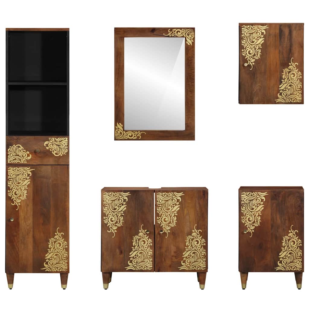 Badeværelsesmøbel Sæt 5 Pcs Honningfarvet 62 X 33 X 58 Cm - Billede 8