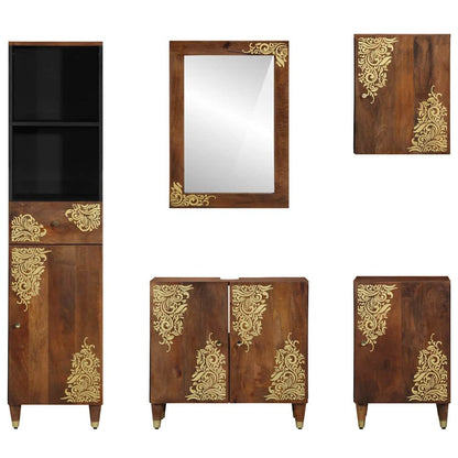 Badeværelsesmøbel Sæt 5 Pcs Honningfarvet 62 X 33 X 58 Cm - Billede 8