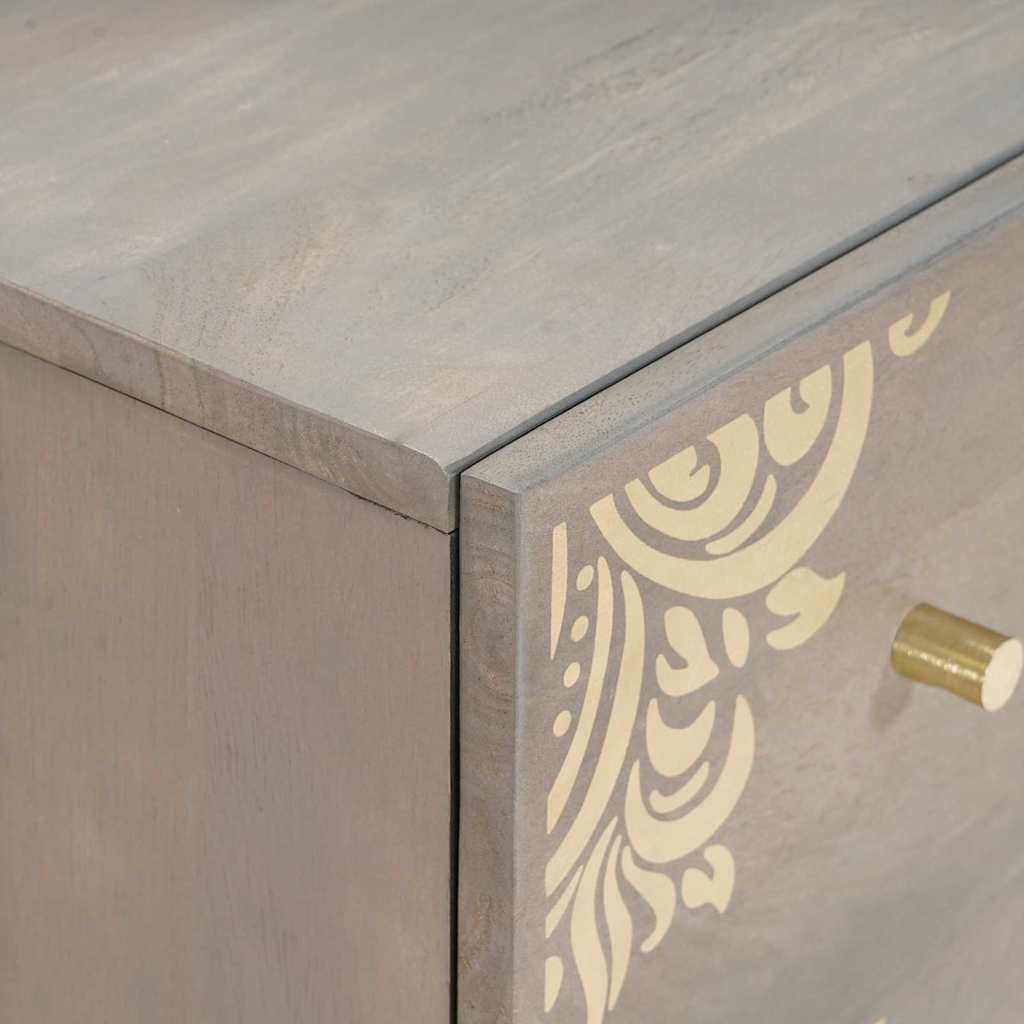 Sideboard 2 Pcs Grå 60 X 33.5 X 75 Cm Massivt Mangotræ - Billede 7