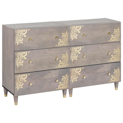 Sideboard 2 Pcs Grå 60 X 33.5 X 75 Cm Massivt Mangotræ - Hovedbillede