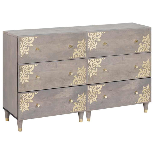 Sideboard 2 Pcs Grå 60 X 33.5 X 75 Cm Massivt Mangotræ - Hovedbillede