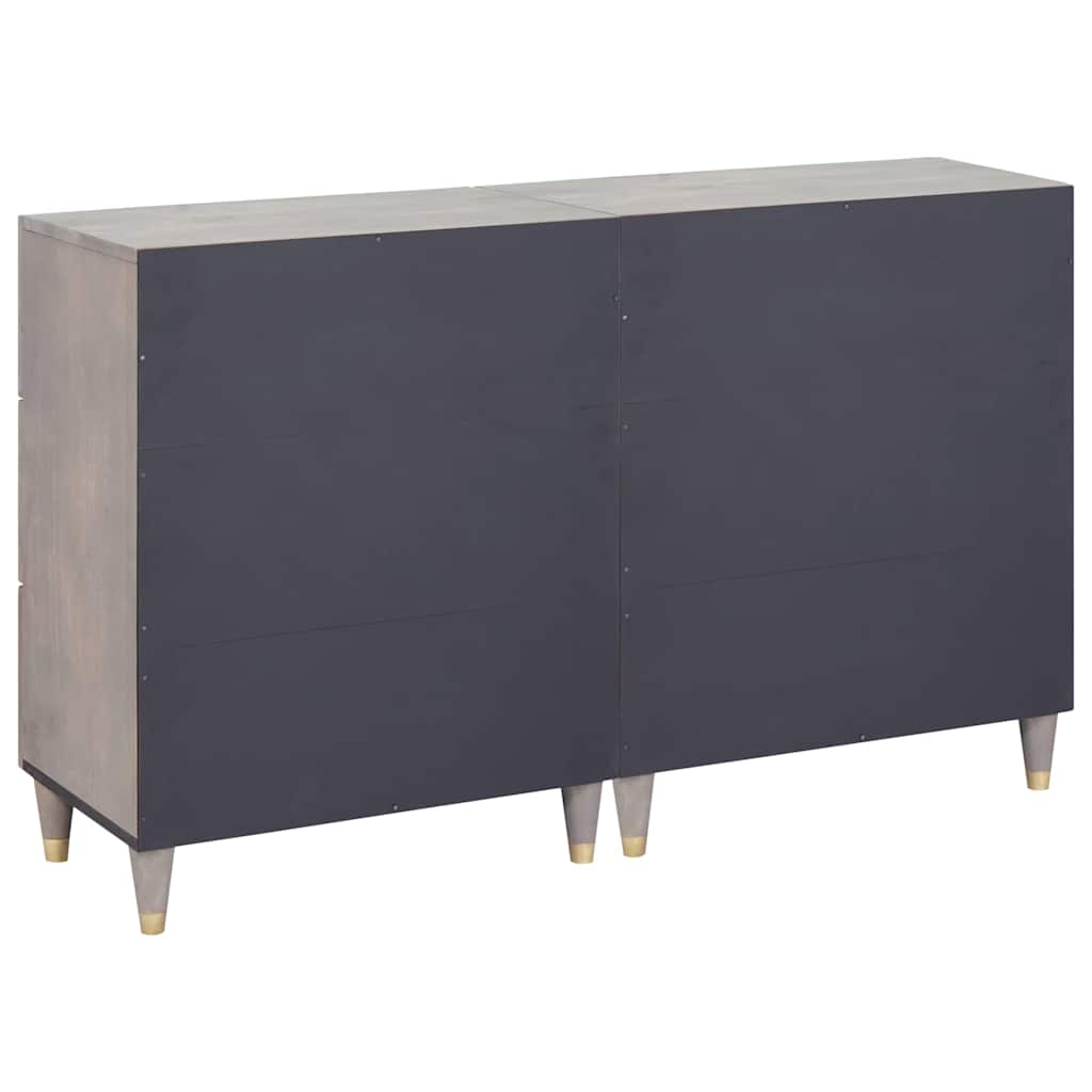 Sideboard 2 Pcs Grå 60 X 33.5 X 75 Cm Massivt Mangotræ - Billede 6