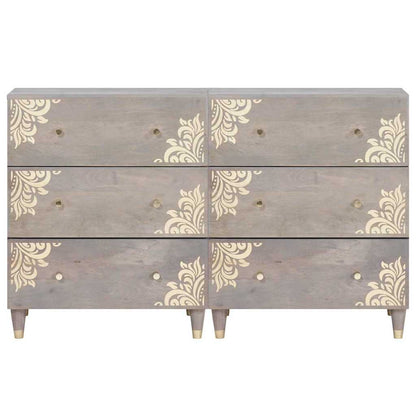 Sideboard 2 Pcs Grå 60 X 33.5 X 75 Cm Massivt Mangotræ - Billede 4