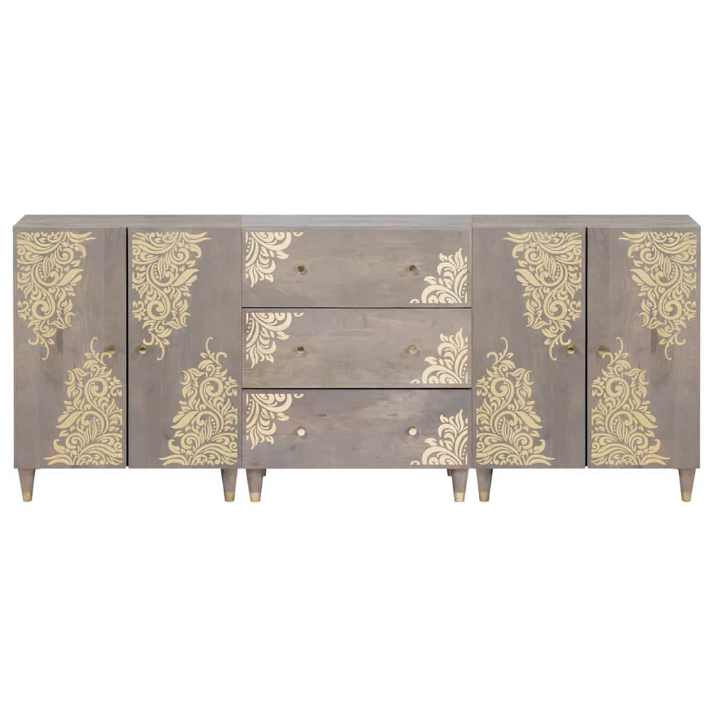 Badeværelsesmøbel Sæt 3 Pcs Grå Og Guld 180 X 33 X 75 Cm - Billede 5