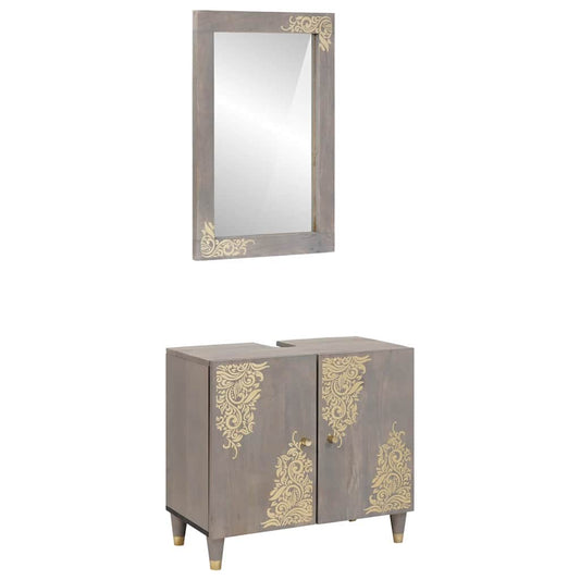 Badeværelsesmøbel Sæt Vægmonteret 2 Pcs Grå 62 X 33 X 58 Cm - Hovedbillede