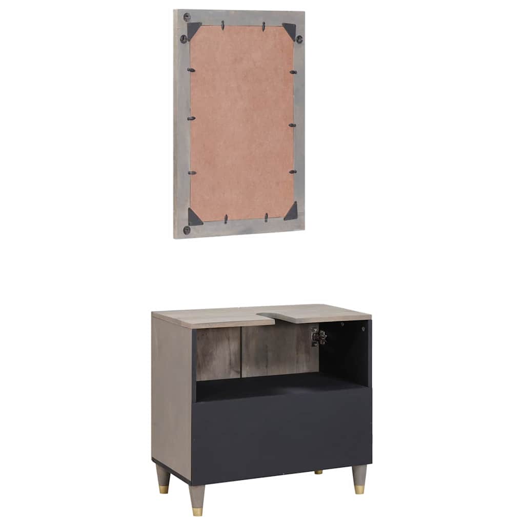 Badeværelsesmøbel Sæt Vægmonteret 2 Pcs Grå 62 X 33 X 58 Cm - Billede 6
