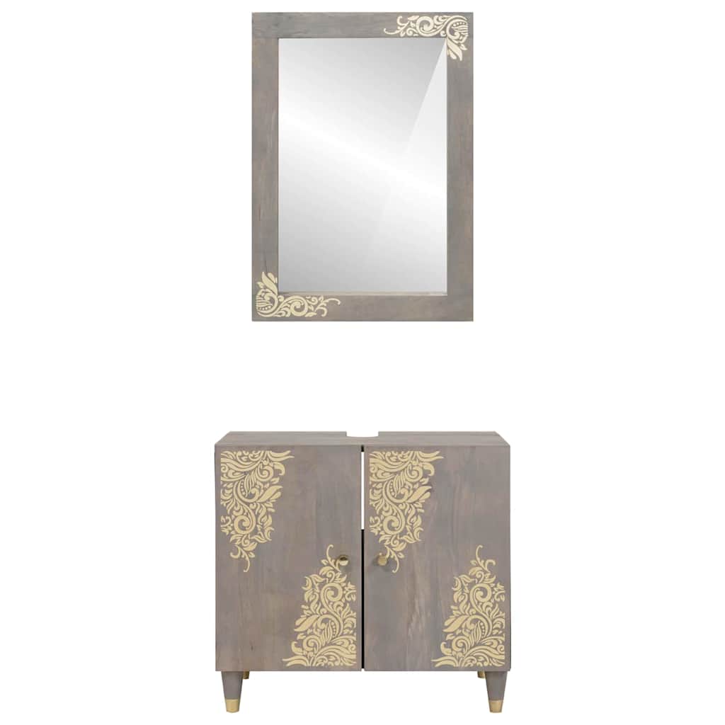 Badeværelsesmøbel Sæt Vægmonteret 2 Pcs Grå 62 X 33 X 58 Cm - Billede 5