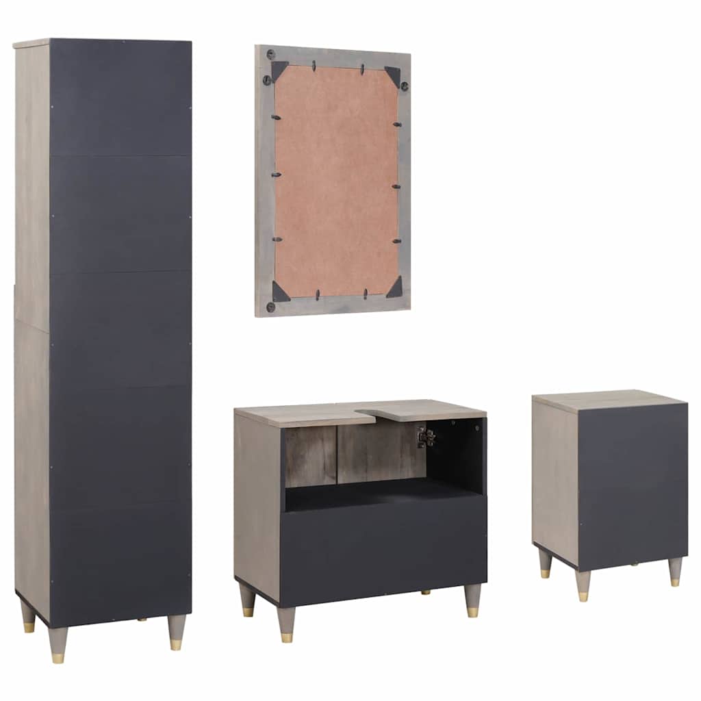 Badeværelsesmøbel Sæt Med Skuffe 4 Pcs Grå 62 X 33 X 58 Cm - Billede 8
