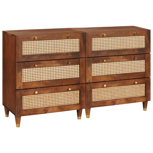 Skænk Sæt 2 Pcs Brun 60 X 33.5 X 75 Cm Massivt Mangotræ - Hovedbillede