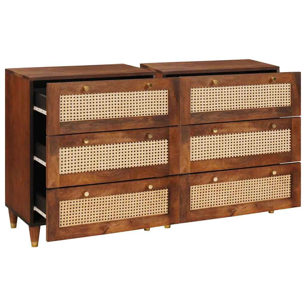 Skænk Sæt 2 Pcs Brun 60 X 33.5 X 75 Cm Massivt Mangotræ - Billede 2