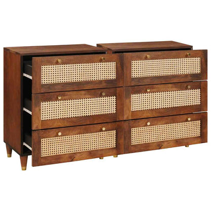 Skænk Sæt 2 Pcs Brun 60 X 33.5 X 75 Cm Massivt Mangotræ - Billede 2