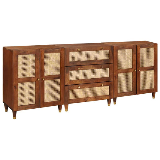 Skænk Sæt 3 Pcs Brun 180 X 33 X 75 Cm Massivt Mangotræ - Hovedbillede