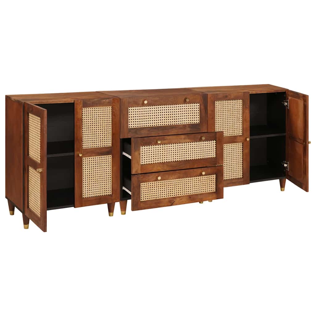 Skænk Sæt 3 Pcs Brun 180 X 33 X 75 Cm Massivt Mangotræ - Billede 2