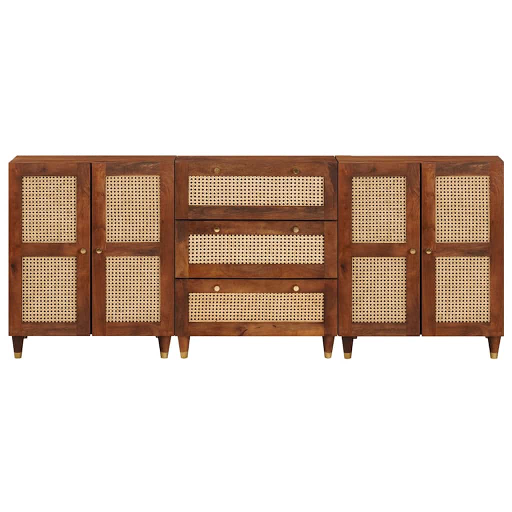 Skænk Sæt 3 Pcs Brun 180 X 33 X 75 Cm Massivt Mangotræ - Billede 5