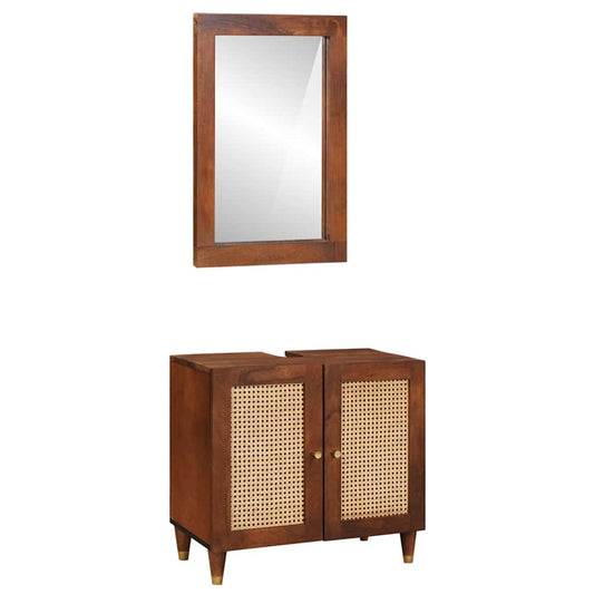 Badeværelsesmøbler Med Skuffe 2 Pcs 62 X 33 X 58 Cm Massivt Mangotræ - Hovedbillede