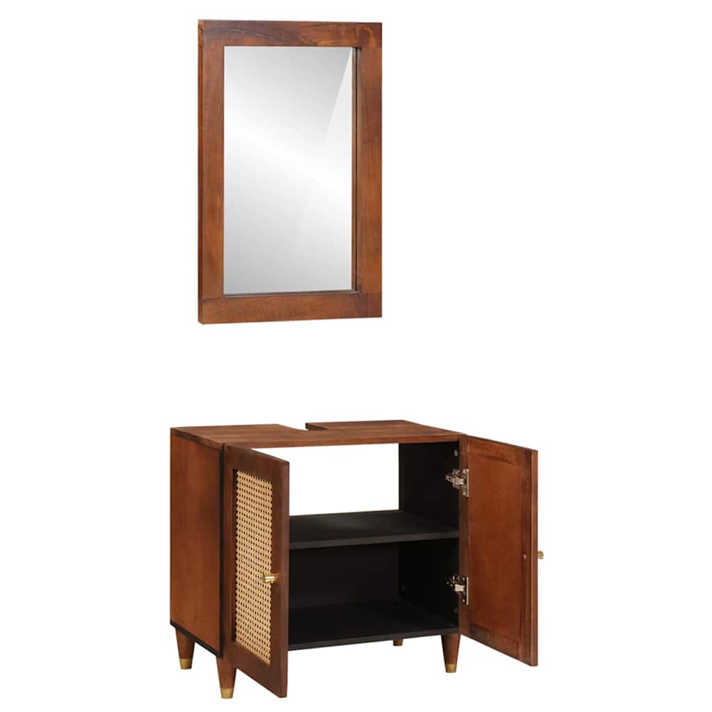 Badeværelsesmøbler Med Skuffe 2 Pcs 62 X 33 X 58 Cm Massivt Mangotræ - Billede 2