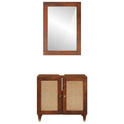 Badeværelsesmøbler Med Skuffe 2 Pcs 62 X 33 X 58 Cm Massivt Mangotræ - Billede 5