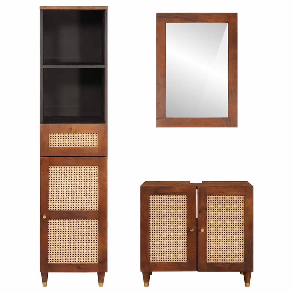 Badeværelsesmøbler Med Skuffe 3 Pcs 38 X 33 X 160 Cm Massivt Mangotræ - Billede 6