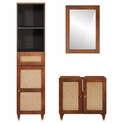 Badeværelsesmøbler Med Skuffe 3 Pcs 38 X 33 X 160 Cm Massivt Mangotræ - Billede 6