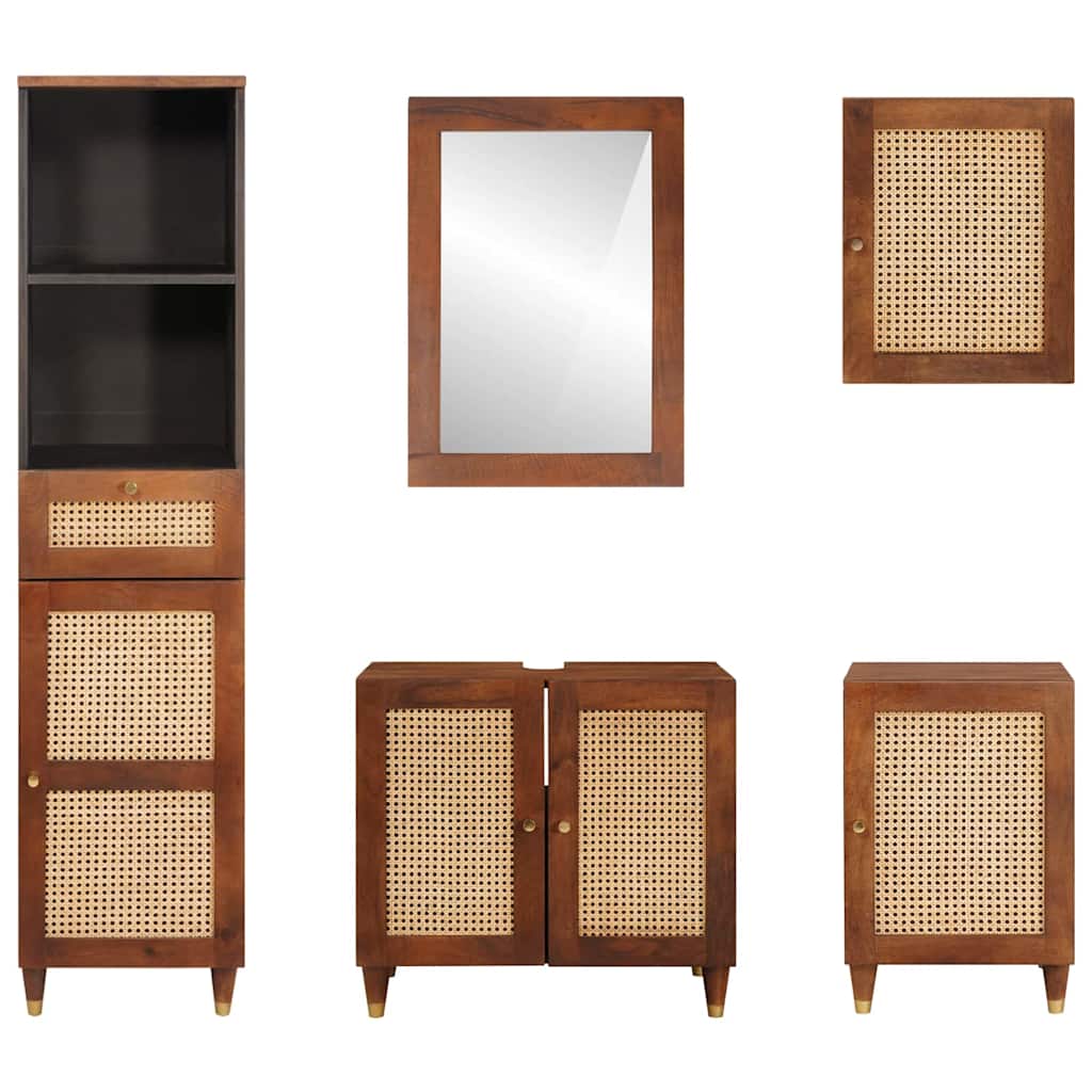 Badeværelsesmøbler Med Skuffe Med Dør 5 Pcs 38 X 33 X 160 Cm - Billede 8