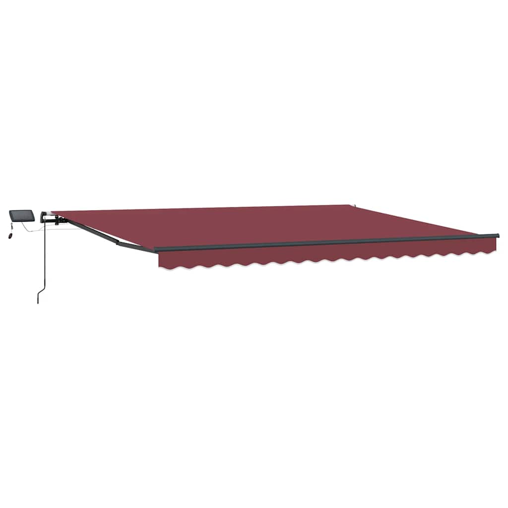 Manuel Markise Med Solcelle-LED 4 X 3 M Bordeaux 100% Polyester - Billede 2