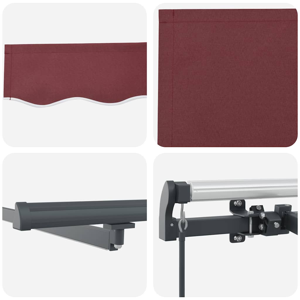 Manuel Markise Med Solcelle-LED 4 X 3 M Bordeaux 100% Polyester - Billede 10