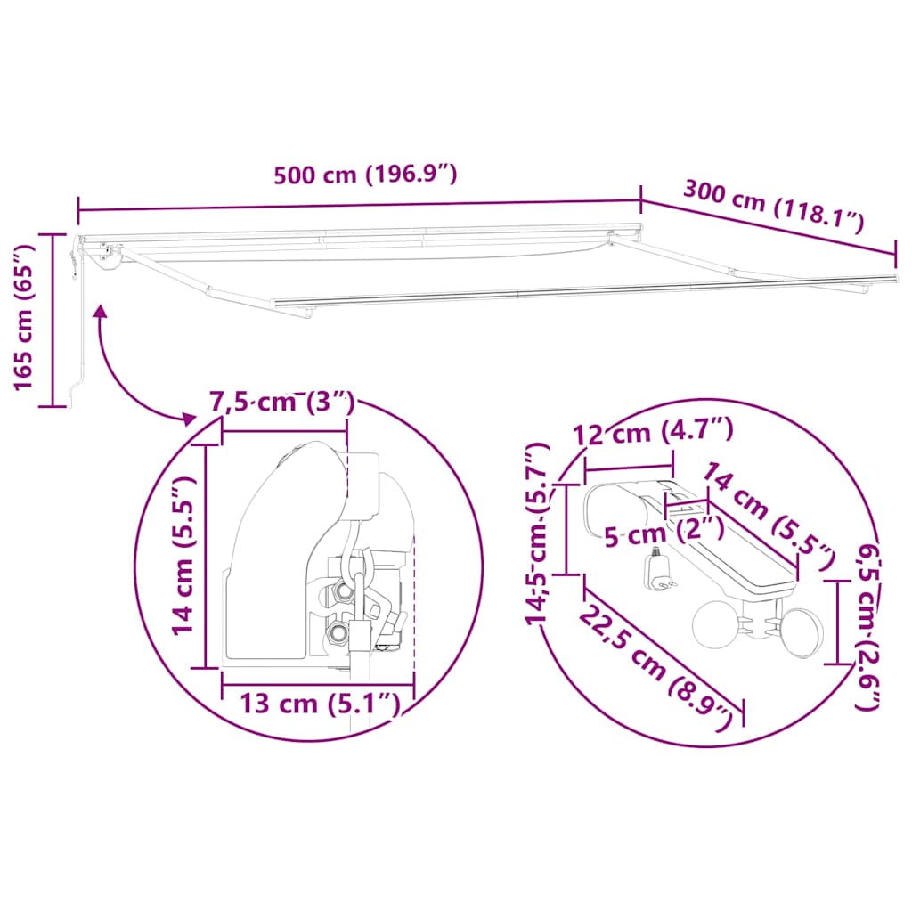 Elektrisk Markise Med LED Og Sensor 100% Polyester - Billede 16