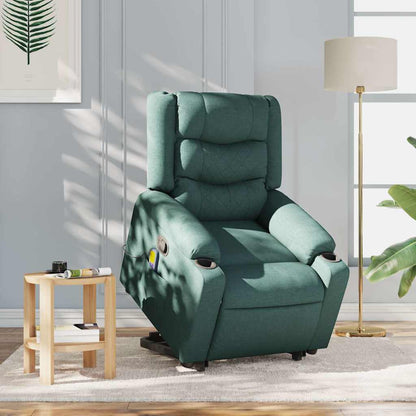 Løftestol Med Massage Stof Mørkegrøn - Billede 2