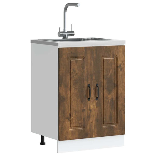 Underskab Til Vask Kalmar 60X46X81,5Cm Konstrueret Træ Røget Eg