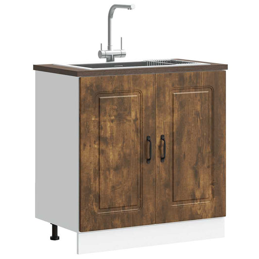 Underskab Til Vask Kalmar 80X46X81,5Cm Konstrueret Træ Røget Eg