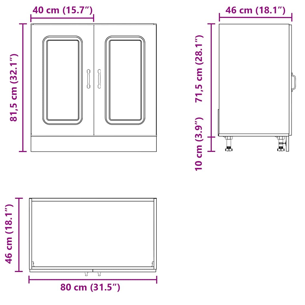 Underskab Til Vask Kalmar 80x46x81,5 Cm - Billede 11