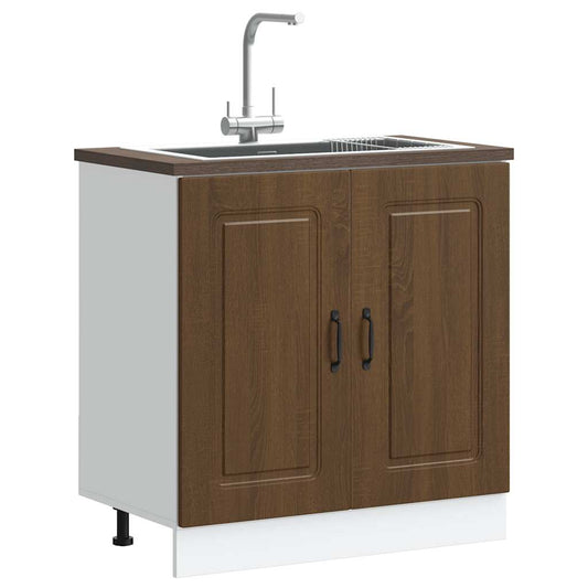 Underskab Til Vask Kalmar 80X46X81,5 Cm Konstrueret Træ Brun Eg