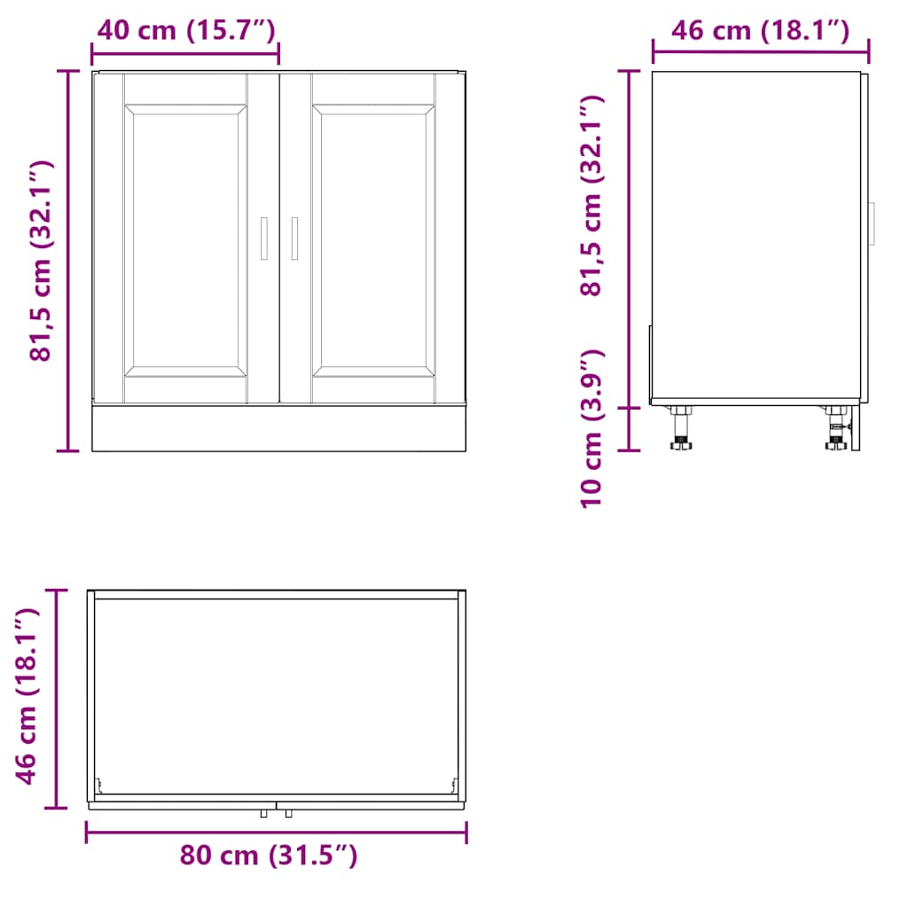 Underskab Til Vask Porto 80X46X81,5 Cm Konstrueret Træ Egetræ Artisan Eg