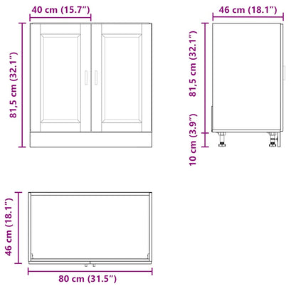 Underskab Til Vask Porto 80X46X81,5 Cm Konstrueret Træ Egetræ Artisan Eg