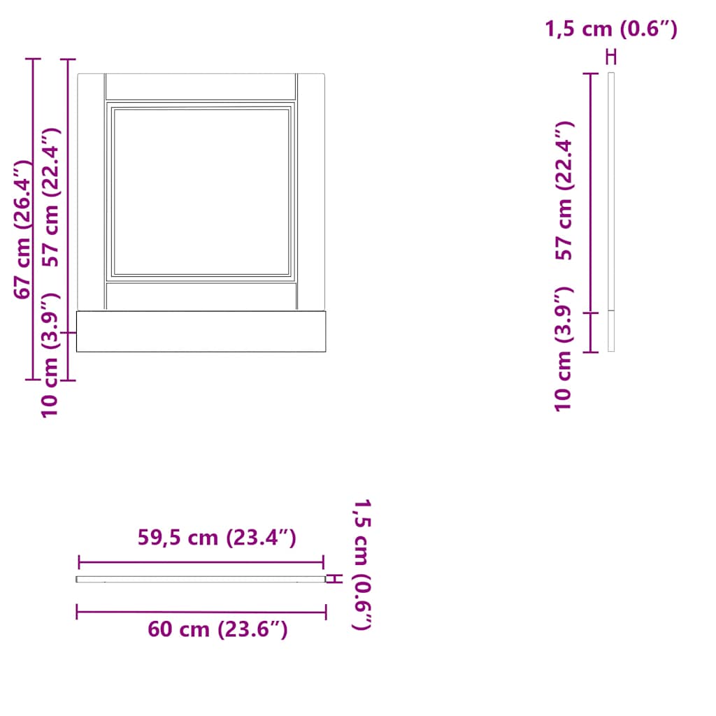 Låge Til Opvaskemaskine Porto 60X1,5X67 Cm Antikt Træ Gammelt Træ