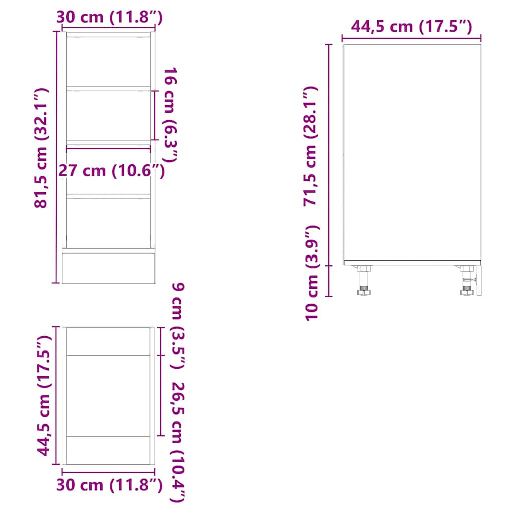 Underskab Riga 30x44,5x81,5 Cm Konstrueret Træ - Billede 9