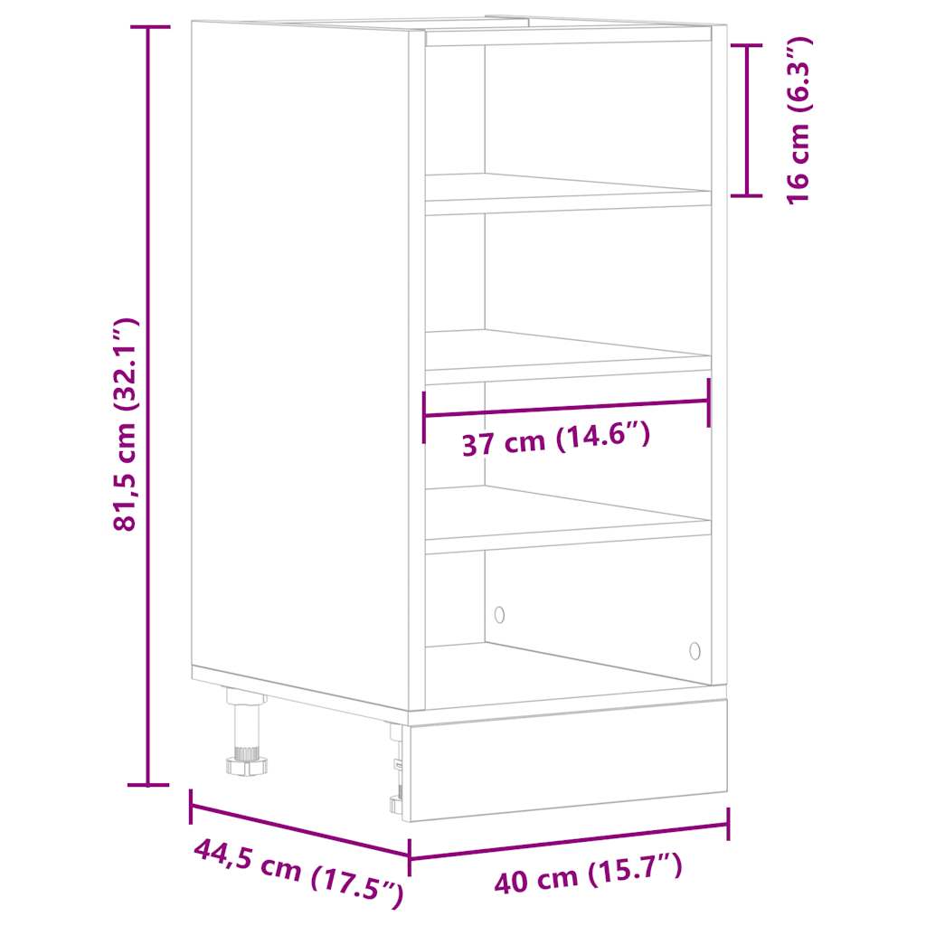Underskab Riga 40x44,5x81,5 Cm Konstrueret Træ - Billede 9