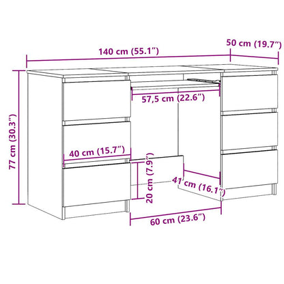 Skrivebord 140x50x77 Cm Konstrueret Træ Antikt Trælook - Billede 10