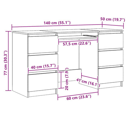 Bord Med Skuffe 140 X 50 X 76 Cm Konstrueret - Billede 9