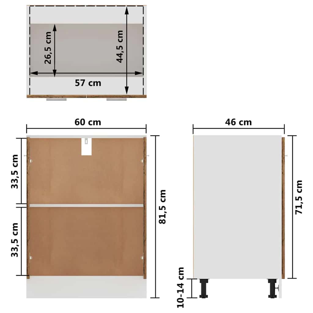 Underskab Lyon 60x46x81,5 Cm Konstrueret Træ - Billede 12