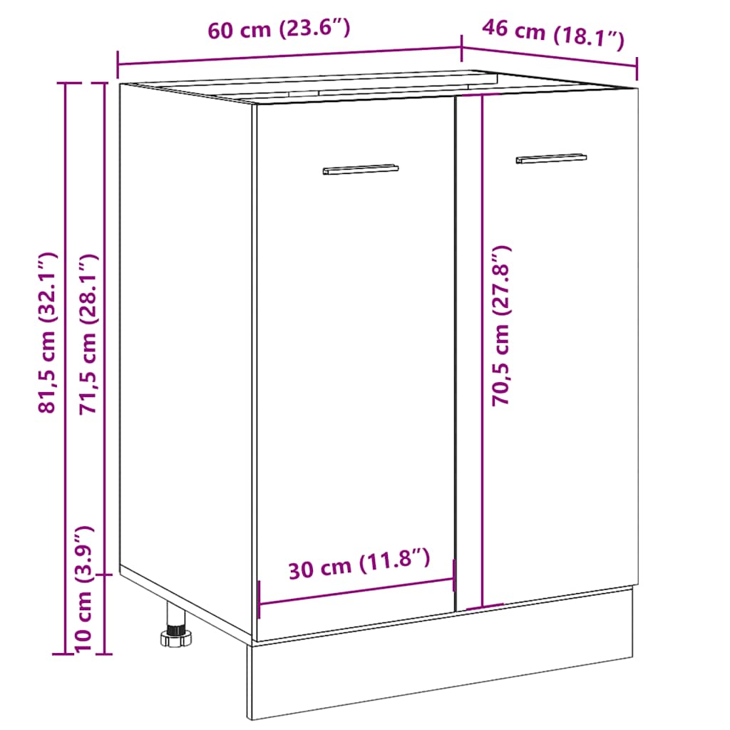 Underskab Lyon 60x46x81,5 Cm Konstrueret Træ - Billede 13