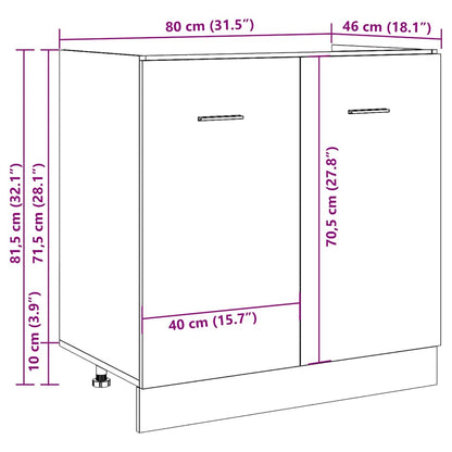 Bundskab Til Vask Lyon 80x46x81,5 Cm Konstrueret Træ - Billede 13