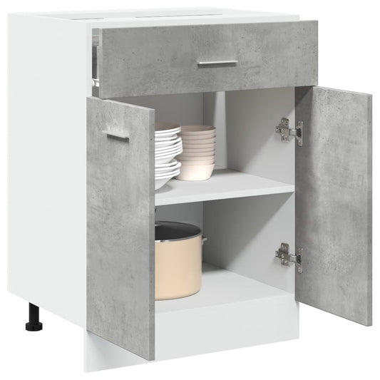 Skuffeunderskab 60X46X81,5 Cm Konstrueret Træ Betongrå