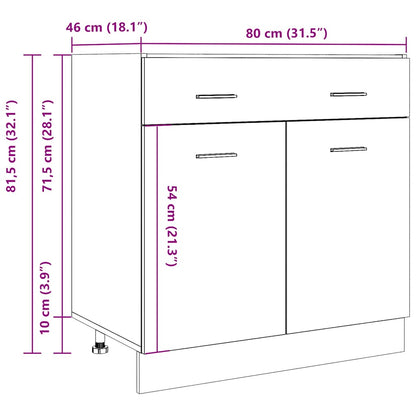 Skuffebundskab Lyon 80x46x81,5 Cm Konstrueret Træ - Billede 11