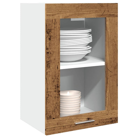 Væghængt Glasskab 40X31X60 Cm Konstrueret Træ Antikt Trælook Gammelt Træ