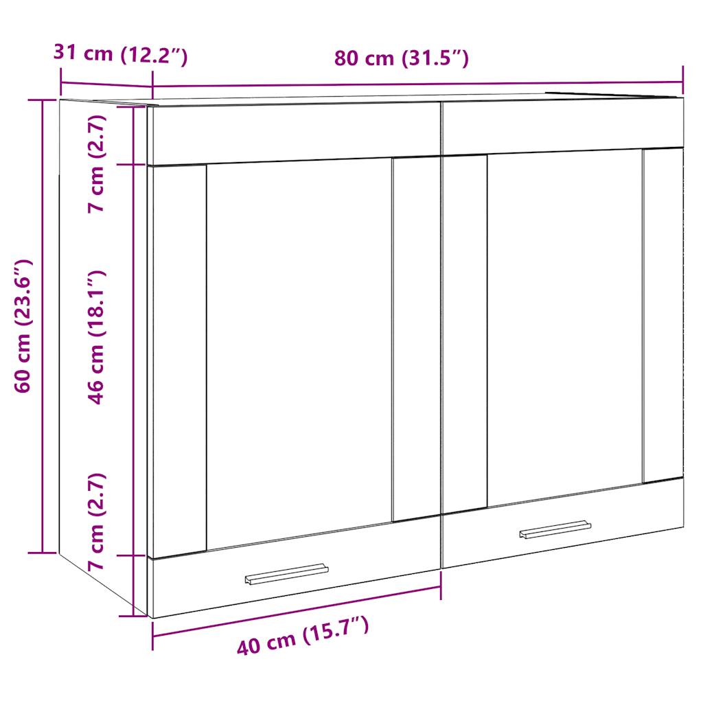 Hængende Vitrineskab Lyon 80x31x60 Cm Konstrueret Træ - Billede 10