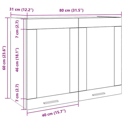 Hængende Vitrineskab Lyon 80x31x60 Cm Konstrueret Træ - Billede 10