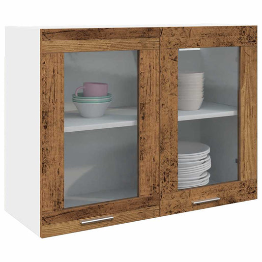 Vægskab Glasskab 80X31X60 Cm Konstrueret Træ Antikt Træ Gammelt Træ